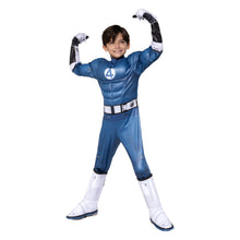 Load image into Gallery viewer, MARVEL Mr. Fantastic Official Youth Halloween Costume - Premium Quality Padded Jumpsuit with Boot Tops and Gloves (S)
