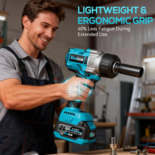 Load image into Gallery viewer, 1/2 Inch Cordless Impact Wrench, 900 Ft-lbs (1200 N·m) High Torque Brushless Impact Driver Gun, 2300 RPM, 2×4.0 Ah Batteries, LED Light, 4 Sockets, Variable Speed Power Tool for Car &amp; Tire Removal
