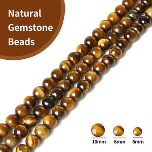 45pcs 8mm Natural Yellow Tiger Eye Beads Gemstone Beads Round Loose Beads for Jewelry Making