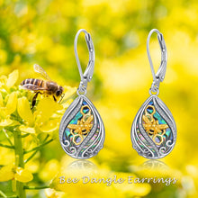 Load image into Gallery viewer, YYmqmq Bee Earrings 925 Sterling Silver Abalone Dangle Earrings Jewelry Bee Gifts for Women Girlfriend
