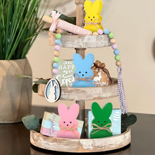 Load image into Gallery viewer, Easter Décor, 4 Pcs Wooden Peep Bunny Decorations for Tiered Tray, Mantel, Farmhouse, Cute Spring Signs for Home, Office, Party Supplies
