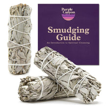 Load image into Gallery viewer, PURPLE CANYON White Sage Bundles - 3 Pack - Sage Smudge Stick for Home Cleansing Incense Healing Meditation and California Smudge Sticks Rituals - 4 Inch
