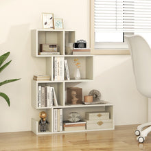 Load image into Gallery viewer, Tangkula S-Shaped Bookshelf, 5-Tier Modern Geometric Stepped Bookcase with Anti-Tipping Kits, Freestanding Corner Ladder Display Rack for Living Room Home Office (1, White)
