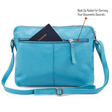 Load image into Gallery viewer, Wise Owl Accessories Small Soft Pebbled Real Leather Crossbody Handbags Purses Triple Zip Premium Sling Crossover Shoulder Bag for Women Gift (Air Blue Nappa)
