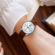 Load image into Gallery viewer, OLEVS Classic Leather Watches for Women, Business Dress Arabic Numerals Ladies Watches, Day Date Waterproof Analog Quartz Womens Wrist Watches Brown Leather Strap White Face Relojes para Mujer
