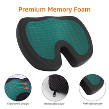 Load image into Gallery viewer, Amazon Basics Comfortable Seat Cushion for Office Chairs, Gel Enhanced Memory Foam, Non-Slip, Cooling Support for Long Sitting, Black

