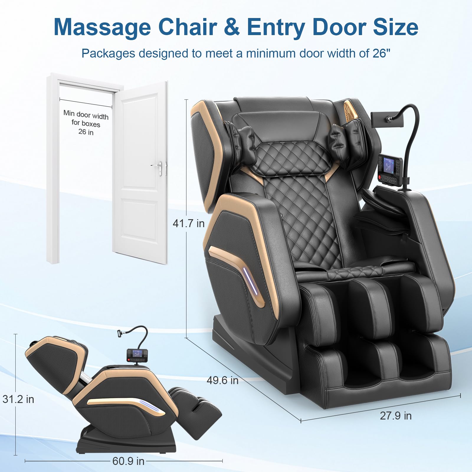 Load image into Gallery viewer, NAGLIFOR Massage Chair Full Body, Zero Gravity Massage Chair 2026 for Back Fatigue with 10 Fixed Rollers, Heating, Airbags, Phone Controller, Bluetooth Speaker, Nightlights for Living Room, Bedroom