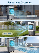 Load image into Gallery viewer, 3200CFM Swamp Cooler, 4-IN-1 Evaporative Air Conditioners With 10.5 Gal Water Tank, 4 Ice Packs, Remote, 12H Timer, 120°Oscillation, 36”Portable Cooling Fan with 3 Modes&amp;Speeds for Bedroom Indoor Room

