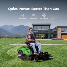 Load image into Gallery viewer, NovorikX 54V 42'' Cordless Electric Riding Lawn Mower, Zero Turn Lawn Mower with 4 * 10AH Batteries and Plug in Charger for Large Yard
