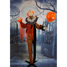 Load image into Gallery viewer, Haunted Hill Farm Life-Size Scary Talking Clown, Halloween Animatronic with Motion and Touch Activated Lights and Sounds, Battery Operated Indoor or Covered Outdoor Halloween Decorations
