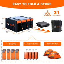 Load image into Gallery viewer, MeeFar Rooftop Cargo Carrier Car Roof Bag 21 Cubic Feet 100% Waterproof Car Top Carrier, Fits All Vehicle with/Without Rack,Include Anti-Slip Mat,10 Reinforced Straps,6 Door Hooks,Luggage Lock
