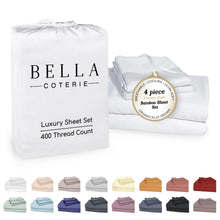 Load image into Gallery viewer, Bella Coterie Luxury Bamboo Viscose Queen Size Sheet Set | 100% Organically Grown | Ultra Soft | Cooling for Hot Sleepers | 18" Deep Pocket [White]
