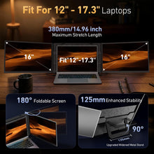 Load image into Gallery viewer, Vixtan 16.1" Triple Laptop Screen Extender, Lightweight FHD IPS Portable Monitor for Laptop, USB-C Plug &amp; Play Multi Screen Attachment for 13-17.3" laptops with Windows/Mac/Chrome
