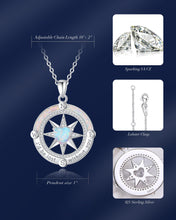 Load image into Gallery viewer, FANCIME Compass Necklace Sterling Silver Compass Jewelry Opal Pendant October Birthstone Necklace Gemstone Birthday Graduation Gifts for Women Mom Wife
