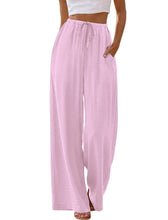 Load image into Gallery viewer, Sampeel Dress Pants Women Tall Summer Spring Outfits Beach Vacation Cute Preppy Clothes Drawstring Pants with Pockets Y2K Pink S
