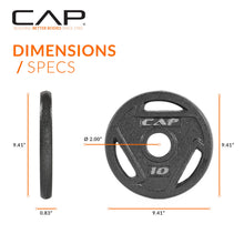 Load image into Gallery viewer, CAP Barbell 2-Inch Olympic Grip Weight Plate, 10 lb, Set of 4,Black
