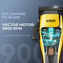 Load image into Gallery viewer, VGR 015 Professional Cordless Hair Clippers for Men, 9000 RPM Vector Motor Hair Trimmer DLC-Blade Barber Clipper for Hair Cutting with Metal Body, 1 Modular Lid in Black, Travel Case
