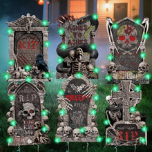 Load image into Gallery viewer, GXGGUS 6Pcs 26" Large Halloween Tombstone Yard Signs, Outdoor Gravestone Decor for Graveyard with Stakes, Scary Cemetery Lawn Garden Decorations for Party
