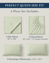 Load image into Gallery viewer, LANE LINEN 100% Organic Cotton Sheets Queen Size Bed Set, Machine Wash Eco Friendly Sustainably Produced Cotton Queen Sheet Set, Soft &amp; Comfy Long Stabple Naturally Cooling Sheets– Mineral
