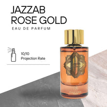 Load image into Gallery viewer, Jazzab Rose Gold Arab Perfume 100ml –Rose Woody Amber Oud Perfume For Her Eau De Parfum 100ml Fresh Scent Spray for Women
