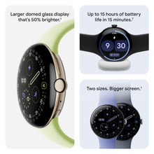 Load image into Gallery viewer, Google Pixel Watch 4 (41mm) - Android - 2 Years of Data- Heart Rate,Sleep &amp; Fitness Tracking -30-Hour Battery -Polished Silver Aluminum Case - Iris Active Band - LTE (2025) -Google Pixel Watch app
