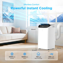 Load image into Gallery viewer, 14,000 BTU Portable Air Conditioner Cools Up to 700 Sq.Ft, 3-IN-1 Energy Efficient Portable AC Unit with Remote Control &amp; Installation Kits for Large Room, Campervan, Office, Temporary Space
