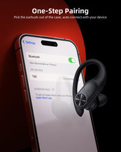 Load image into Gallery viewer, PocBuds Bluetooth Headphones Wireless Earbuds 80hrs Playtime Wireless Charging Case Digital Display Sports Ear Buds with Earhook Deep Bass IPX7 Waterproof Over-Ear Earphones for TV Phone Laptop Black
