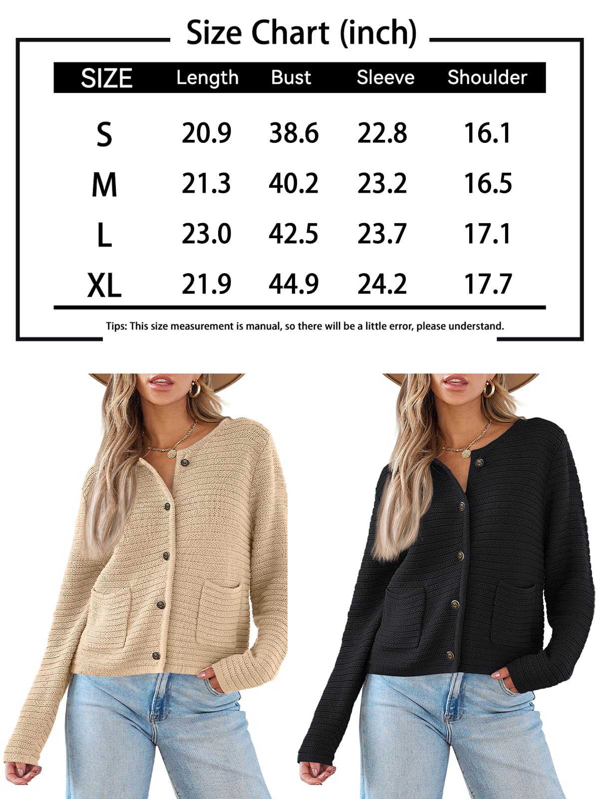 Load image into Gallery viewer, LILLUSORY Cardigan for Women Cropped Cardigan Sweaters Trendy 2024 with Pockets Lightweight Open Front Button Knit Cardigan Apricot