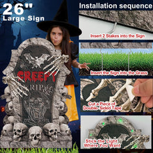 Load image into Gallery viewer, GXGGUS 6Pcs 26" Large Halloween Tombstone Yard Signs, Outdoor Gravestone Decor for Graveyard with Stakes, Scary Cemetery Lawn Garden Decorations for Party
