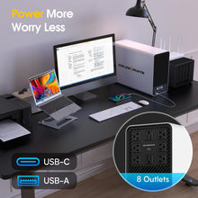 Load image into Gallery viewer, GOLDENMATE 1500VA/1000W Lithium UPS Battery Backup and Surge Protector, Backup Battery Power Supply with LiFePO4 Batteries(296Wh), AVR, Line Interactive Sinewave UPS System, 8 Outlets, LCD Display
