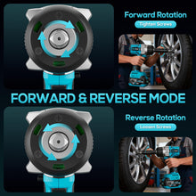 Load image into Gallery viewer, 1/2 Inch Cordless Impact Wrench, 900 Ft-lbs (1200 N·m) High Torque Brushless Impact Driver Gun, 2300 RPM, 2×4.0 Ah Batteries, LED Light, 4 Sockets, Variable Speed Power Tool for Car &amp; Tire Removal
