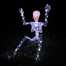 Load image into Gallery viewer, Starweeks Halloween Decorations Outdoor Skeletons Set - 2 Pack 36" (90cm) Light Up Skeleton with LED Lights &amp; 2 Red Eyes, Poseable Full Body, Indoor Halloween Decor for Yard, Porch (White)
