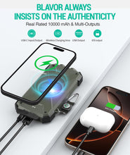 Load image into Gallery viewer, BLAVOR Solar Power Bank 10,000mAh, Portable Wireless Charger, 20W Fast Charging External Battery Pack with USB C for Cell Phones, Solar Panel Charging with Dual Flashlight for Camping
