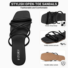 Load image into Gallery viewer, FITORY Women's Slide Sandals, Chic Cross-Strap &amp; Comfy Flat shoes for Summer Black Size 8
