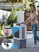 Load image into Gallery viewer, 3000CFM Swamp Cooler, 4-IN-1 Evaporative Air Conditioners With 9.2 Gal Water Tank, 4 Ice Packs, Remote, 12H Timer, 120°Oscillation, 36”Portable Cooling Fan with 3 Modes&amp;Speeds for Bedroom Indoor Room
