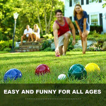 Load image into Gallery viewer, 100mm Bocce Ball Set Regulation Size and Weight with 8 Resin Bochie Balls, Pallino, Carrying Bag, Measuring Rope, Gift for Family Backyard Lawn Yard Beach Bocci Games (Multi Colors, 2-8 Players)
