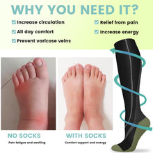 Load image into Gallery viewer, Iseasoo Copper Compression Socks 15-20 mmHg for Men &amp; Women 8 Pairs – Circulation Support for Nurses, Travel, Running, Hiking, Soccer（L/XL）

