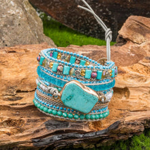 Load image into Gallery viewer, YGLINE Boho Handmade Natural Stone Wrap Bracelets Turquoises Crystal Beads, adjustable
