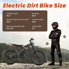 Load image into Gallery viewer, Flydone Electric Dirt Bike for Adults, 𝟰𝟬𝟬𝟬𝗪 𝗣𝗲𝗮𝗸 27AH Electric Bike, 𝟯𝟱𝗠𝗣𝗛 65+ Mile Range, 19" Fat Tire Off-Road Motorcycle, Hydraulic Disc Brakes,Dark Camel
