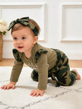 Load image into Gallery viewer, AMAWMW Baby Girl Clothes Set Daddys Little Girl Ruffle Romper Top Camouflage Pants Newborn Infant Baby Girl Outfit (Green 2, 12-18 Months)
