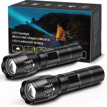 Load image into Gallery viewer, 2 Pack Flashlights, Military Grade 5 Modes 3000 High Lumens Led Waterproof Handheld Flashlight for Camping Biking Hiking Outdoor and Home Use(Batteries Not Included)
