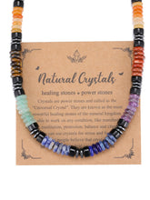Load image into Gallery viewer, Top Plaza 7 Chakra Crystal Stone Beaded Necklace for Men Natural Gemstone Beads Necklace Handmade Balance Mens Necklace Protection Amulet Jewelry Gifts
