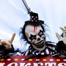 Load image into Gallery viewer, Haunted Hill Farm Scary Talking Groundbreaker Clown, Halloween Animatronic with Motion and Touch Activated Lights and Sounds, Battery Operated Indoor or Covered Outdoor Halloween Decorations
