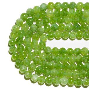 Natural Gemstone Beads 6mm Green Peridot Beads Polished Round Smooth Stone Beads for Bracelets Jewelry Making 15inch Loose Beads