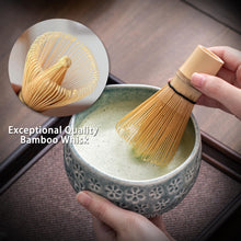 Load image into Gallery viewer, Buucup Matcha Whisk Set, Ceramic Matcha Set Includes Matcha Bowl, Matcha Whisk and Holder, Bamboo Scoop, Scoop Rest, Sifter and Tea Towel - 7 Pcs Matcha Kit for Matcha Lovers (Blue)
