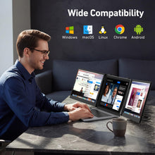 Load image into Gallery viewer, Vixtan 14" Triple Laptop Screen Extender, 3.0 lbs Lightweight FHD IPS Portable Monitor for Laptop, USB-C Plug &amp; Play Multi Screen Attachment for 13-17.3" laptops with Windows/Mac/Chrome
