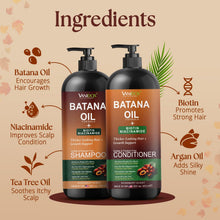 Load image into Gallery viewer, VANIDOX Batana Oil Shampoo and Conditioner Set – Biotin &amp; Niacinamide Infused – Sulfate-Free, Paraben-Free – Moisturizing &amp; Strengthening Hair Care for All Hair Types – 2 x 16 fl oz
