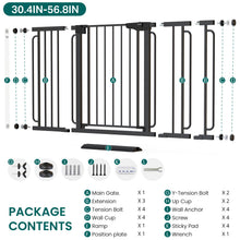 Load image into Gallery viewer, Cumbor 36" Extra Tall Baby Gate for Stairs, 30.4-56.8" Extra Wide Dog Gate Indoor, Dual Lock &amp; Self-Closing Child Gate for Doorways, Hallways &amp; Large Opening, Safety Baby Proofing for the House, Black

