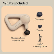 Load image into Gallery viewer, TheraGun Relief by Therabody - Easy-to-Use, Comfortable &amp; Light Handheld Percussion Massage Gun for Everyday Pain Relief Massage Therapy in Neck, Back, Leg, Shoulder and Body (Sand)
