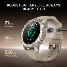 Load image into Gallery viewer, Men's Outdoor Smartwatch, Standalone GPS &amp; Offline Maps, 5ATM Waterproof, 1.43" AMOLED, 4GB Memory, 178 Sports Modes, Compass, Heart Rate/SpO2/Stress/Sleep Monitor, Compatible Android and iOS Khaki
